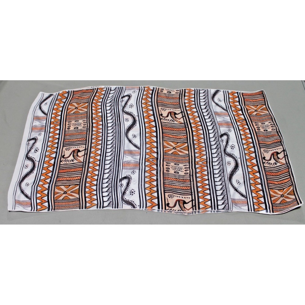 Ifasma Greek Lightweight Scarf Geometric Tribal Print Orange Gray White Oblong